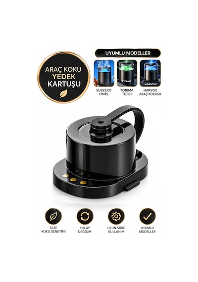 Exenar - Siyah - Yedek Koku Kartuşu Araç İçi Aroma Difüzörü Exenar Subzero Hm15 Harvox Torima Tcf-01 Uyumlu 001