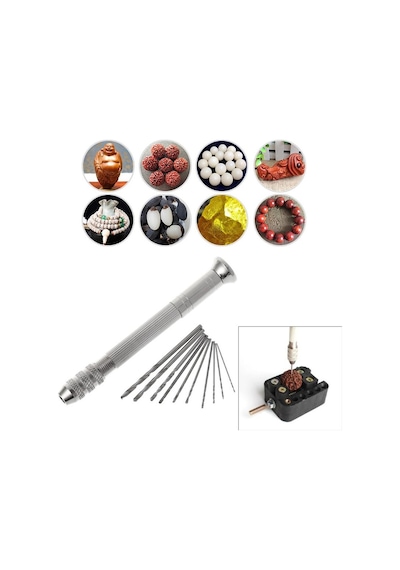 El Matkabı Mini + 10 Adet Matkap Ucu Ahşap Oyma Tesbih  Bileklik