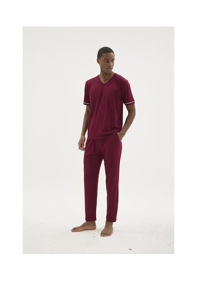Angbutik Erkek Pijama Takımı Kocabey Kkt-26162 V Yaka Mürdüm