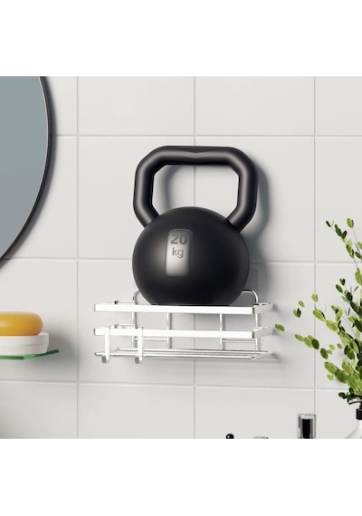 Banyo Düzenleyici Yapışkanlı Metal Banyo Rafı İkili Duş Rafı Organizer Şampuanlık Krom-gnrl281 Krom