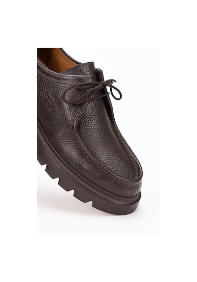 Fame Step Hakiki Deri Erkek Casual Ayakkabı +4.5 Cm Boy Uzatan Kalın Taban Günlük Bağcıklı Comfort Vicenza Kahve Kahverengi