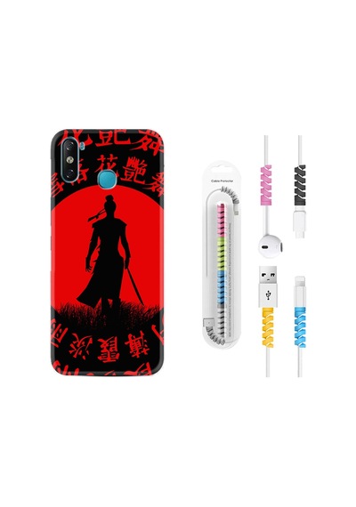 Infinix Smart 4 Kılıf Kablo Koruyuculu Samurai Red 1803