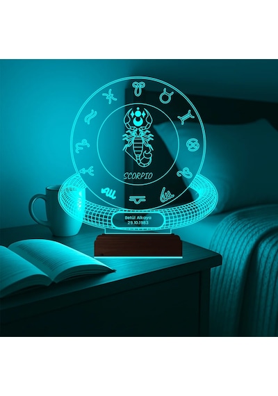 Luvivia Akrep Burcu Scorpio Astroloji Doğum Günü Hediyesi Kişiye Özel 3d Lamba - Masa Gece Lambası