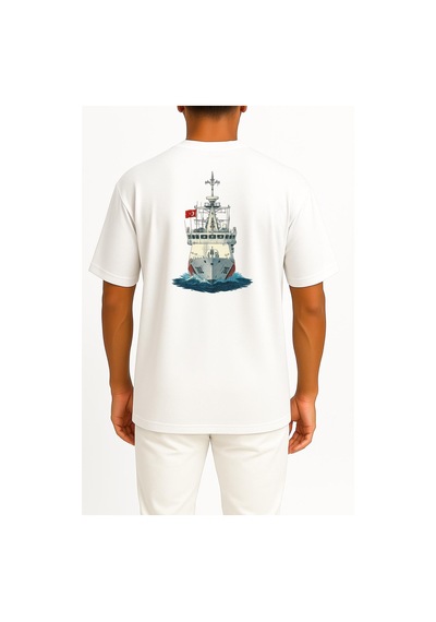 Bahriyeli Collection Oversize Tcsg Güven - 702 Cep Ve Sırt Tasarımlı Unisex T-shirt Beyaz