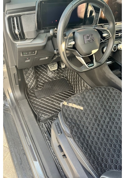 Honda Cıvıc Fd6 2007-2011 Siyah Üzeri Beyaz Dikiş 8d Diamond Premium Havuzlu Deri Oto Paspas