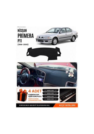 Nissan Primera P11 1996-2000 Uyumlu Torpido Örtüsü, Torpido Kılıfı - Siyah Gri