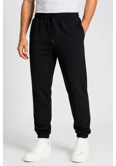 Freedom Storee Erkek İki İplik Beli Lastikli Bağcıklı Regular Fit Jogger Eşofman Altı - Siyah Çok Renkli