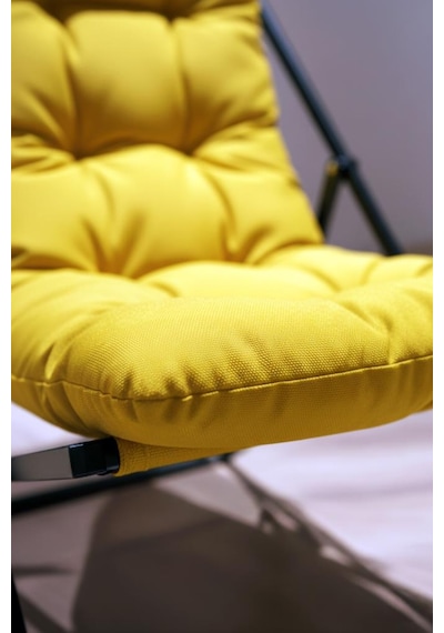 Napper Katlanabilir Sarı Şezlong - Su Geçirmez Kumaş, Metal İskelet, Balkon Ve Bahçe Sandalyesi Sarı