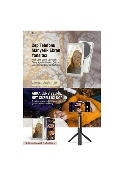 A2 Pro Manyetik Selfie Ekranı - Magsafe Uyumlu 4.02 İnç Vlog Monitörü Ve Bluetooth Uzaktan Kumandalı Beyaz - 928305208