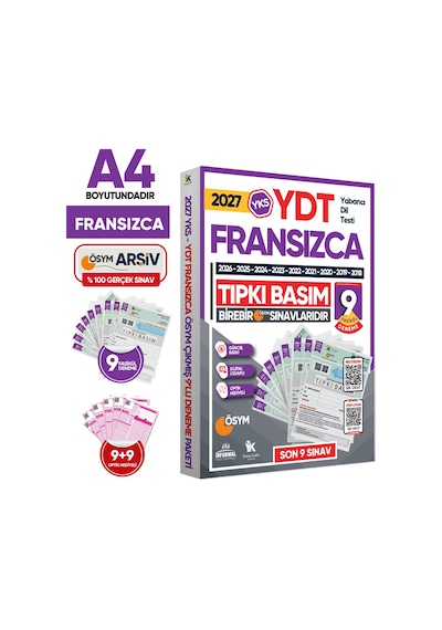2027 YKS YDT (Yabancı Dil Testi) FRANSIZCA ÖSYM Çıkmış Soru Tıpkı Basım Deneme Paketi 9lu Türkiye G.