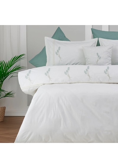 Snowdrop Nakışlı 7 Parça Çift Kişilik Nevresim Takımı Adaçayı Yeşili-yumuşak Beyaz