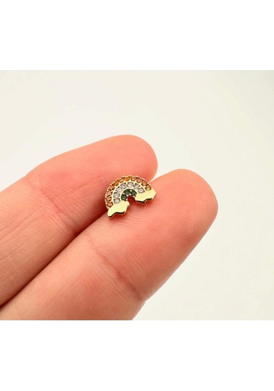 Tragus Piercing Çelik Paslanmaz Gökkuşağı Detaylı Altın - 647562110 Altın