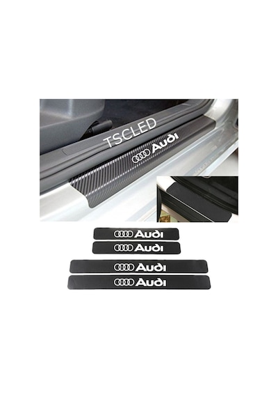 Audi Karbon Kapı Eşiği Koruma Sticker Yapıştırma (4Adet)