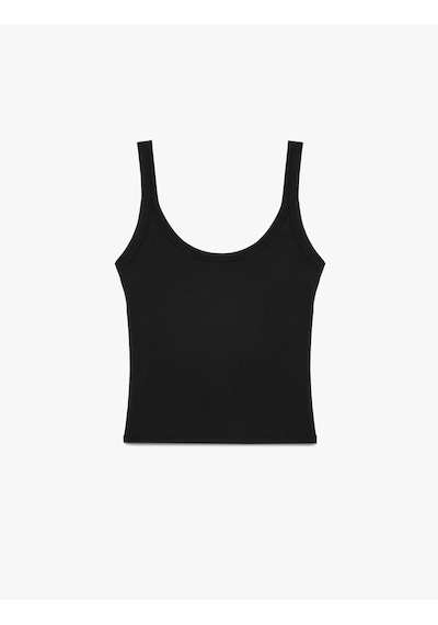Koton Modal Kumaş Slim Fit U Yaka Askılı Top Siyah 6sak10035pk