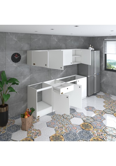 Kenzlife Hazır Mutfak Seti Nayakan Byz 240 Cm Genişlik Üst Tezgahsız Ankastre Fırın Modüllü Kenzlife Hazır Mutfak Seti Nayakan Byz 240 Cm Genişlik Üst Tezgahsız Ankastre Fırın Modüllü