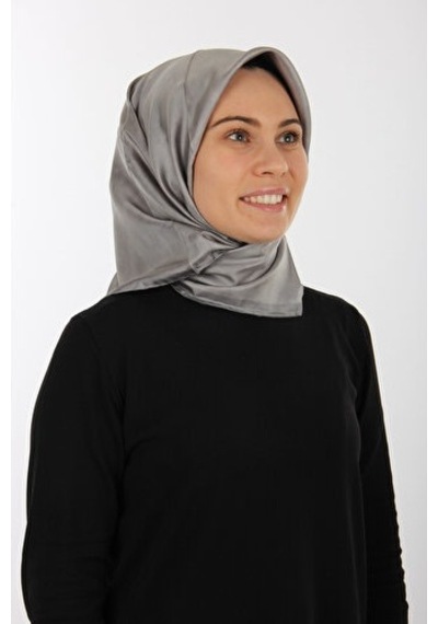 Gri Aker Ipek Krep Saten Eşarp 7208701-372/3421070113180