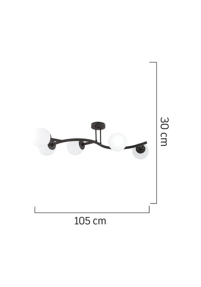 Izem 5'Li Siyah Modern Plafonyer Genç Odası Mutfak Yatak Odası Avize