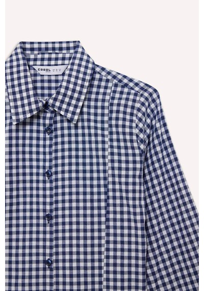 Defacto Coool Fitted Kareli Poplin Uzun Kollu Gömlek F9285ax25aunv241 Lacivert