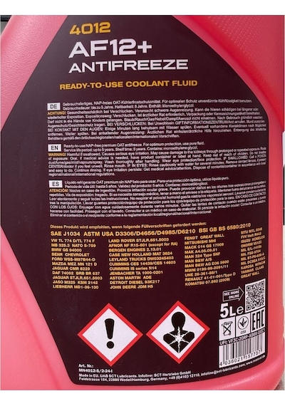 2025 Üretimli Mannol Yüksek Performanslı Donmayan Formül Hazır Kullanım Pembe Antifriz -40 +125 C Pembe