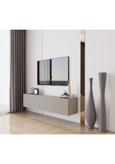 Capella Kumtaşı Rengi Mdf 3 Kapak Duvara Monte 140 Cm Tv Ünitesi