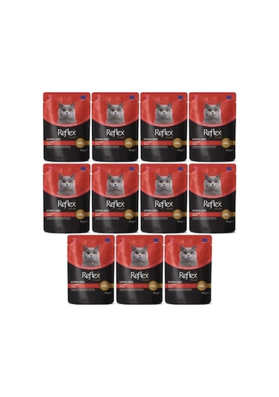 Reflex Plus Sos Içinde Parça Biftek Etli Kısırlaştırılmış Kedi Konservesi 85gr - 11 Adet