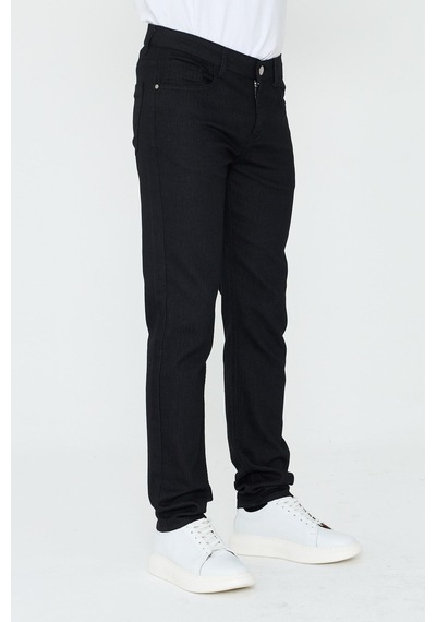 Siyah Dynamic Fit Mikro Desenli Yazlık Kot Pantolon