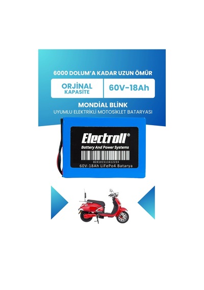 Mondial Blink Batarya Standart Kapasite Lifepo4 60v 18ah Elektrikli Motosiklet Bataryası