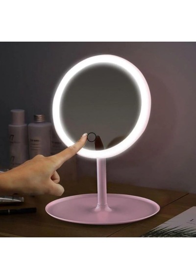 Led Işıklı Makyaj Aynası, Dokunmatik Kontrol, Beyaz, Masa Üstü, 30cm Yükseklik, 17.5cm Çap, Ayarlanabilir Açı Genel