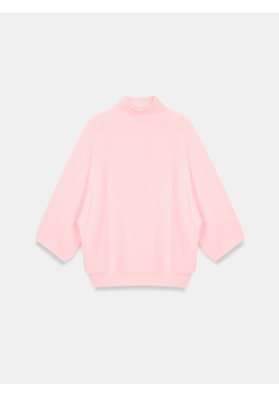 Dilvin 10851 Dik Yaka Yumuşak Dokulu Kazak-toz Pembe