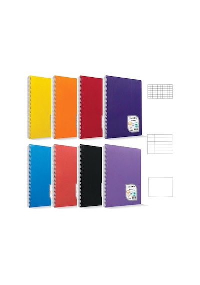 Çınar Colormaxi A4 72 Yaprak Plastik Kapak Spiralli Defter 2 Çizgili+2 Kareli