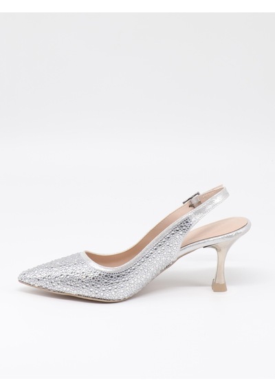 Nesilshoes Nesil Shoes Özma 404 Gümüş Taşlı Topuklu Kadın Stiletto