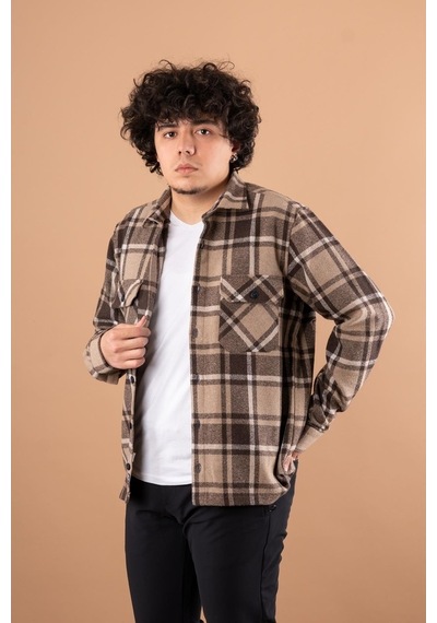 Bican Çift Cepli Oversize Erkek Oduncu Gömlek (513379186)