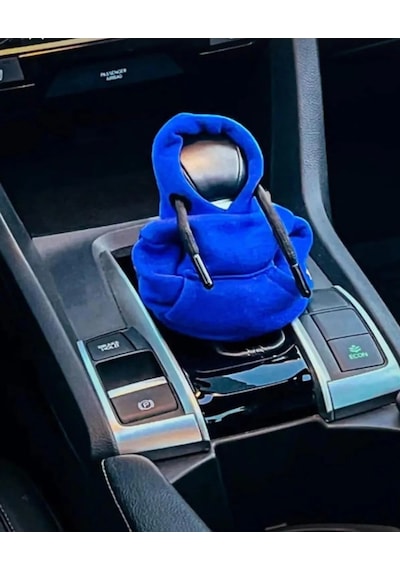Vites Kılıfı Uyumlu Kapşonlu Sweatshirt Vitese Geçmeli Vites Topuzu Kılıfı Mavi