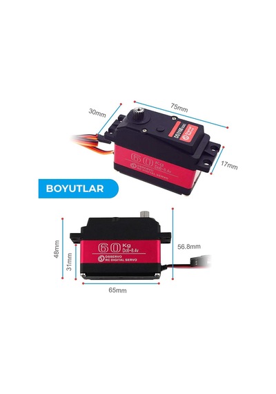 Dsservo Ds5160 60kg Metal Su Geçirmez Dijital Servo 180