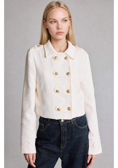 Defacto Afra X Defacto Dik Yaka Tweed Blazer Ceket I2534ax26auer225 Ekru-er225