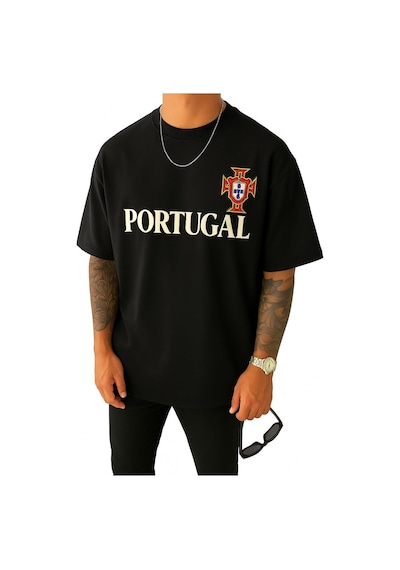 Portugal Baskılı Tişört SIYAH