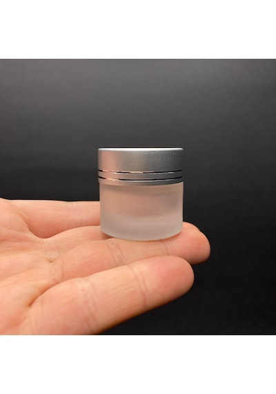 10 Cc Buzlu Cam Krem Kavanoz - Gümüş Kapaklı İç Contalı - 10ml B