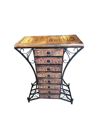 Ahşap Ferforje Dresuar Komodin Etajer 8 Çekmeceli 30x60x84 Cm. Eskitme Siyah Ahşap Ferforje Dresuar Komodin Etajer 8 Çekmeceli 30x60x84 Cm. Eskitme Siyah