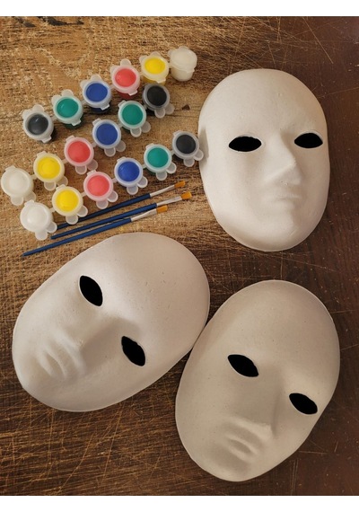 3 Adet Karton Maske Boyama Faaliyeti, Resim Başlangıç Seti, 3erli Set, Maske Boyama Seti