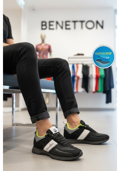 United Colors Of Benetton Siyah Bağcıklı Cilt Erkek Spor Ayakkabı Bnı-12114 M