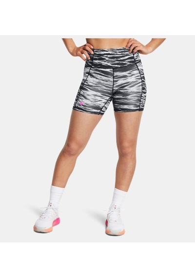 Under Armour - Kadın Ua Project Rock Lets Go Btb Middy Baskılı Kısa Tayt 1388091-001 Black Vivid Magenta