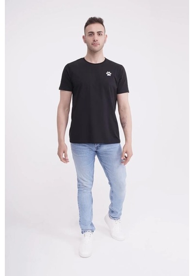 The Socks Company 23scts233u Pati Nakışlı Yaka Siyah Tshirt 001