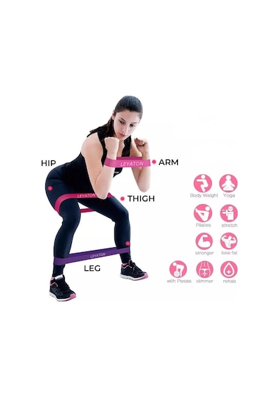 Leyaton 5'li Aerobik Band Latex Aerobik Bandı Pilates Yoga Lastiği