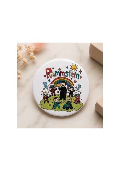 Rammstein Esintili Retro Kawaii Metal Rozet 58 Mm Rainbow Rock Tasarımlı Pin Rozet Çanta Ceket Aksesuarı Çok Renkli