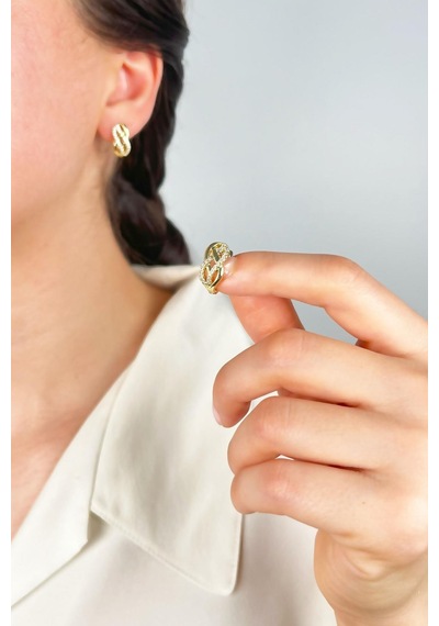 Xuping Asimetrik Zirkon Küpe - Gold çok renkli