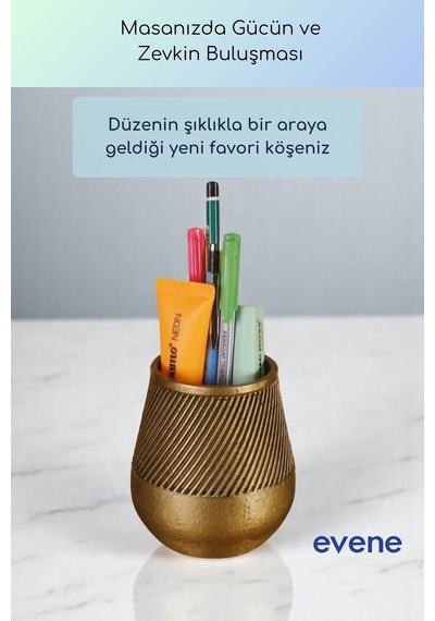 Kalemlik Masa Kalemliği Organizer Kalemlik Altın Eskitme Renk Model 89 Çok Renkli