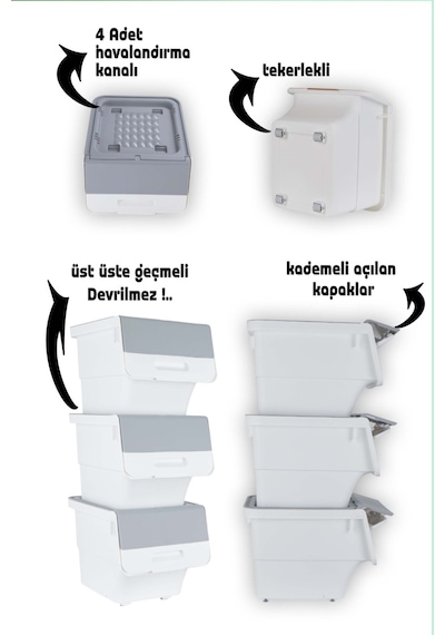 Tekerlekli Oyuncak Ve Erzak Kutusu Mote Organizer Kutu 3 Katlı Organizer Mote Yeşil