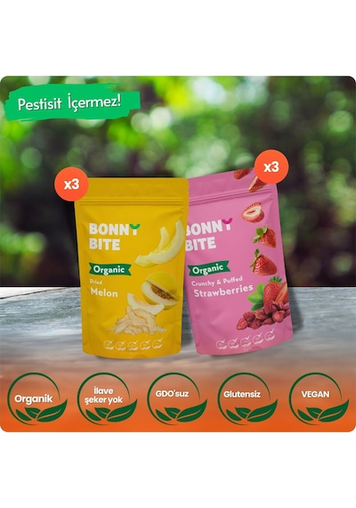 Organik Çıtır Çilek & Kurutulmuş Kavun 6'lı Paketi Diğer