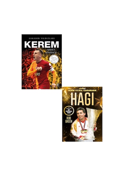 Sahanın Yıldızları Kerem - Hagi Büyük Poster Sticker Futbolcu Kartı Hediyeli 2 Kitap