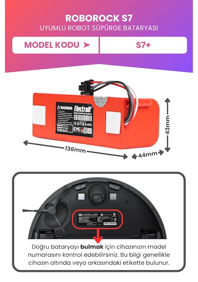 Roborock S7 Uyumlu Batarya Maksimum Kapasite 7000mah